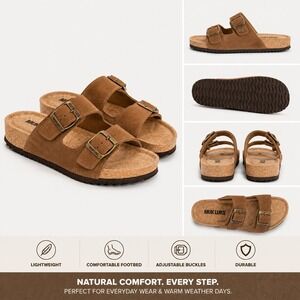 Women's Sandals by Muk Luks Poppy Cognac Suede Size 9 New With Tags